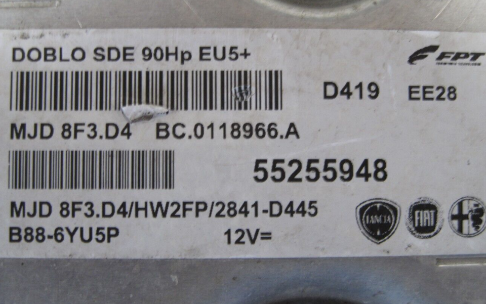 Fiat Doblo 1.3 Litre Diesel Engine ECU 55255948 MJD 8F3.D4 MJD8F3.D4 VIRGIN FILE - Glasgow Car Parts Store