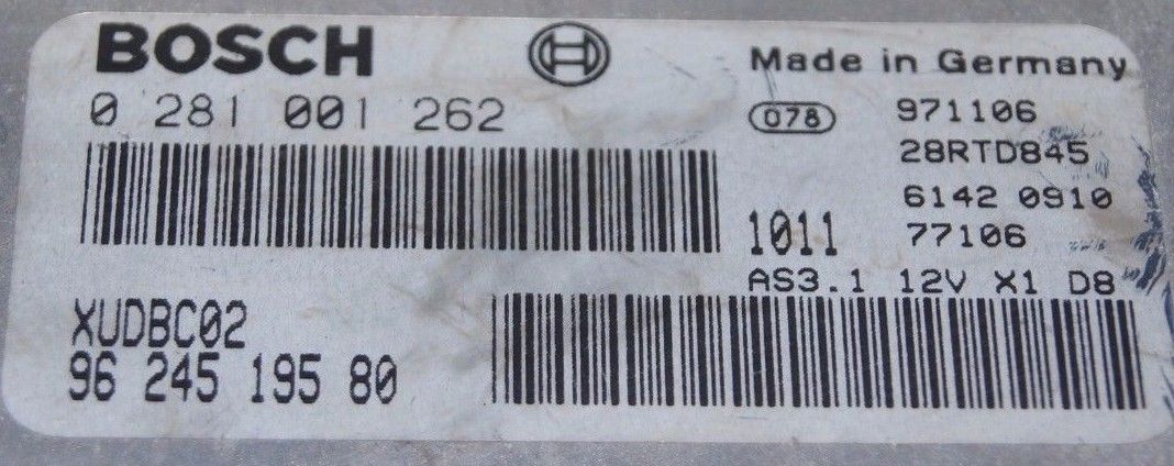Peugeot 406 1.9 td ECU 9624519580 BOSCH 0281001262. - Glasgow Car Parts Store