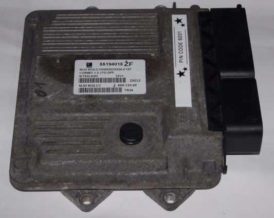 Opel Vauxhall Corsa Combo 1.3 CDTI Engine ECU 55194015 ZF MJD6 .  ECU + and PIN CODE - Glasgow Car Parts Store