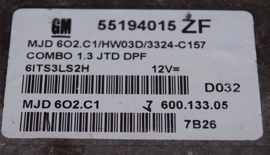 Opel Vauxhall Corsa Combo 1.3 CDTI Engine ECU 55194015 ZF MJD6 .  ECU + and PIN CODE - Glasgow Car Parts Store