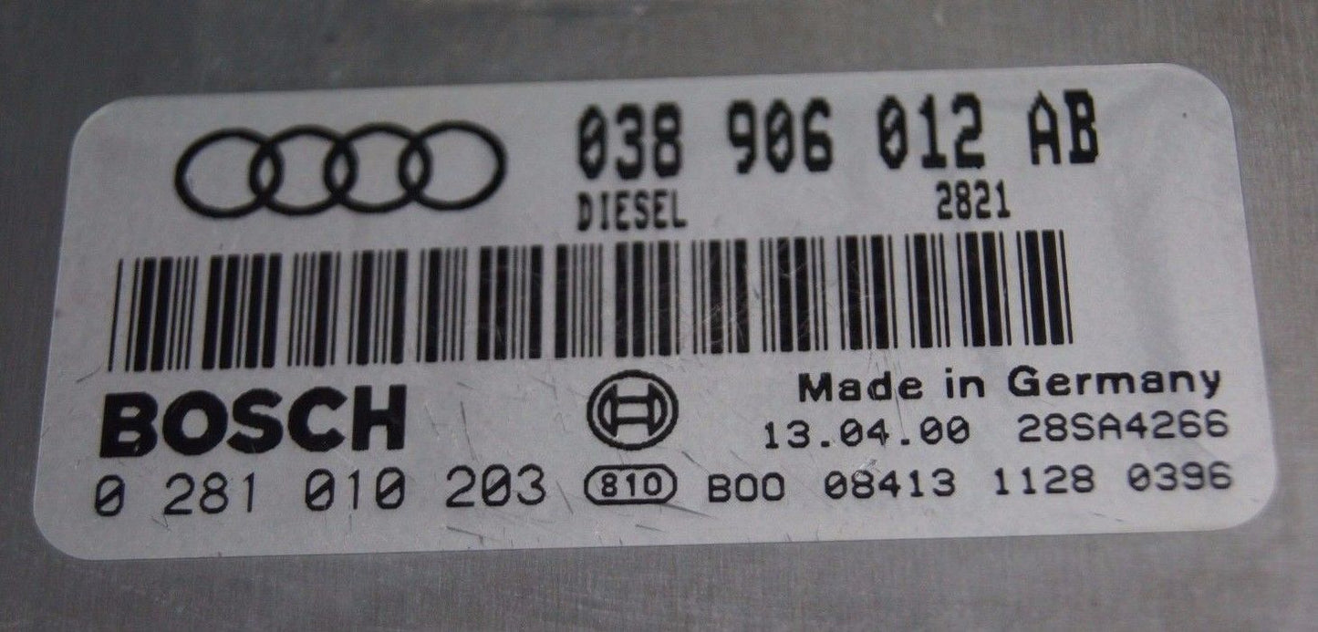 AUDI A6 ECU 1.9 TDI  038906012AB IMMO OFF PLUG & PLAY. - Glasgow Car Parts Store