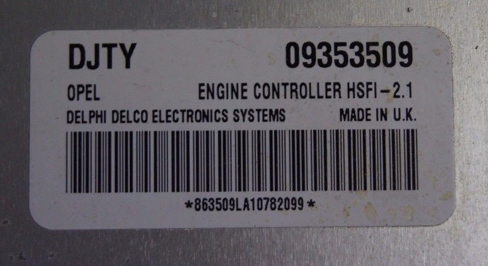 VAUXHALL OPEL  98-04 1.6L  ECU  09353509 DJTY. READY FOR  PROGRAMING - Glasgow Car Parts Store