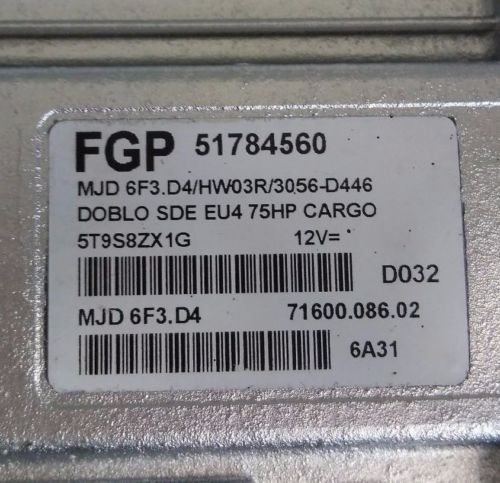 CENTRALINA FIAT DOBLO ECU 51784560 MJD 6F3.D4 - Glasgow Car Parts Store