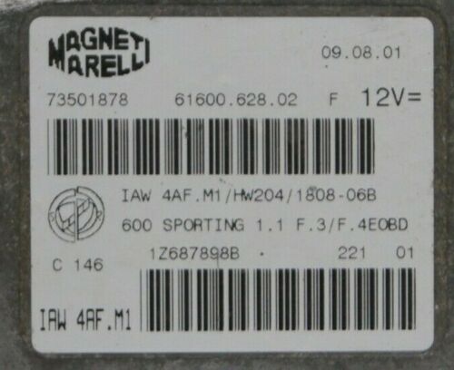 Fiat Seicento Sporting 1.1 ECU 73501878  IAW4.M1  Plug & Play - Glasgow Car Parts Store