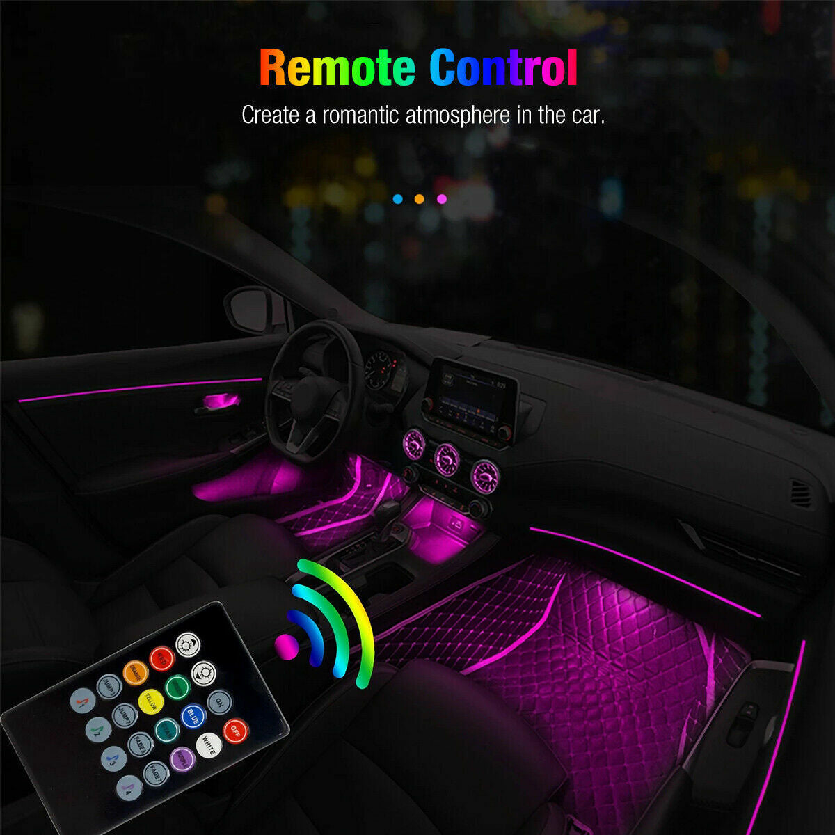 Car Interior Footwell LED Strip Lights RGB Multicolour Remote Atmosphere Lamp