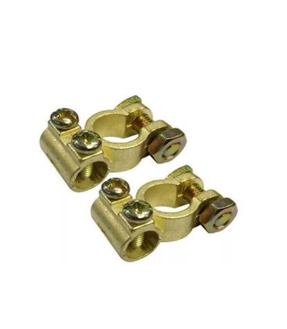 2 X COPPER Positive & Negative Car/Van BATTERY TERMINAL CONNECTORS round Clamp