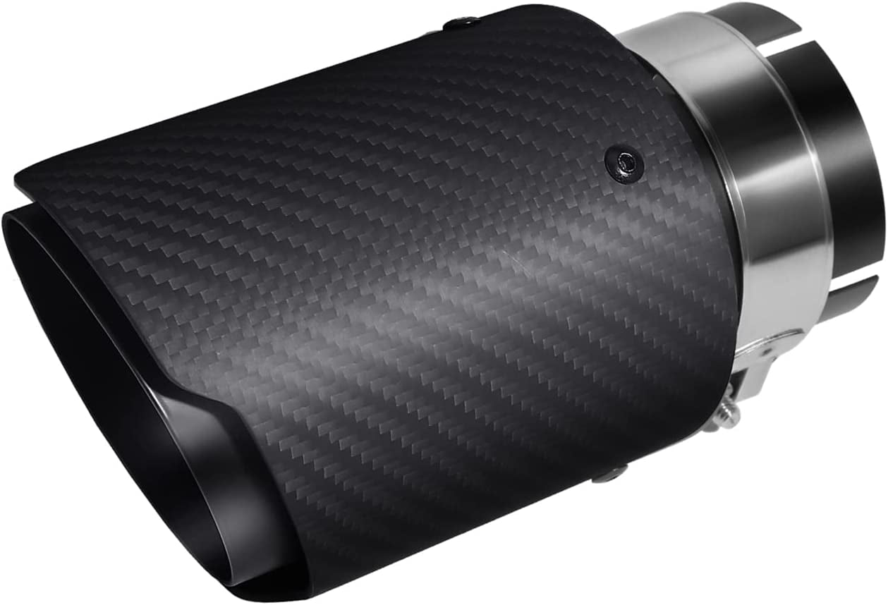 Stainless Steel and Glossy Carbon Fiber Exhaust Tips - 63mm Inlet and 89mm Outlet (Matte Black Finish)