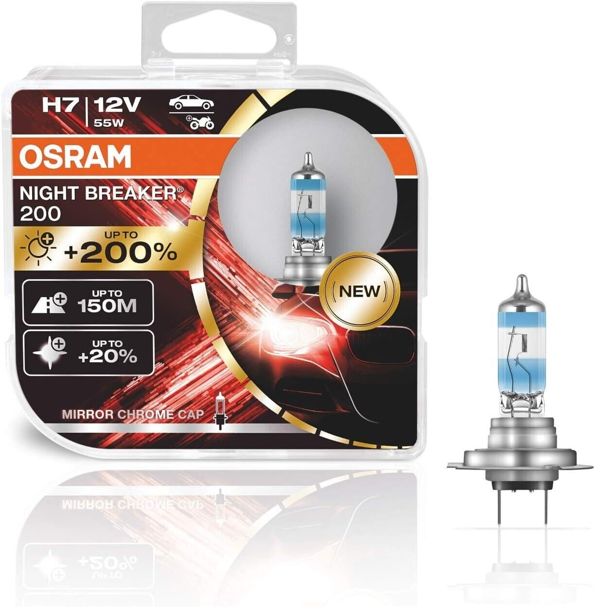 OSRAM Night Breaker 200 H7 Car Headlight Bulbs (Twin) - 200% More Light NEW