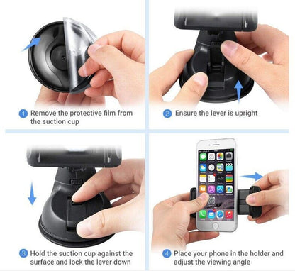 360 in Car Mobile Phone Holder Dashboard Suction Home Universal Mount Windscreen