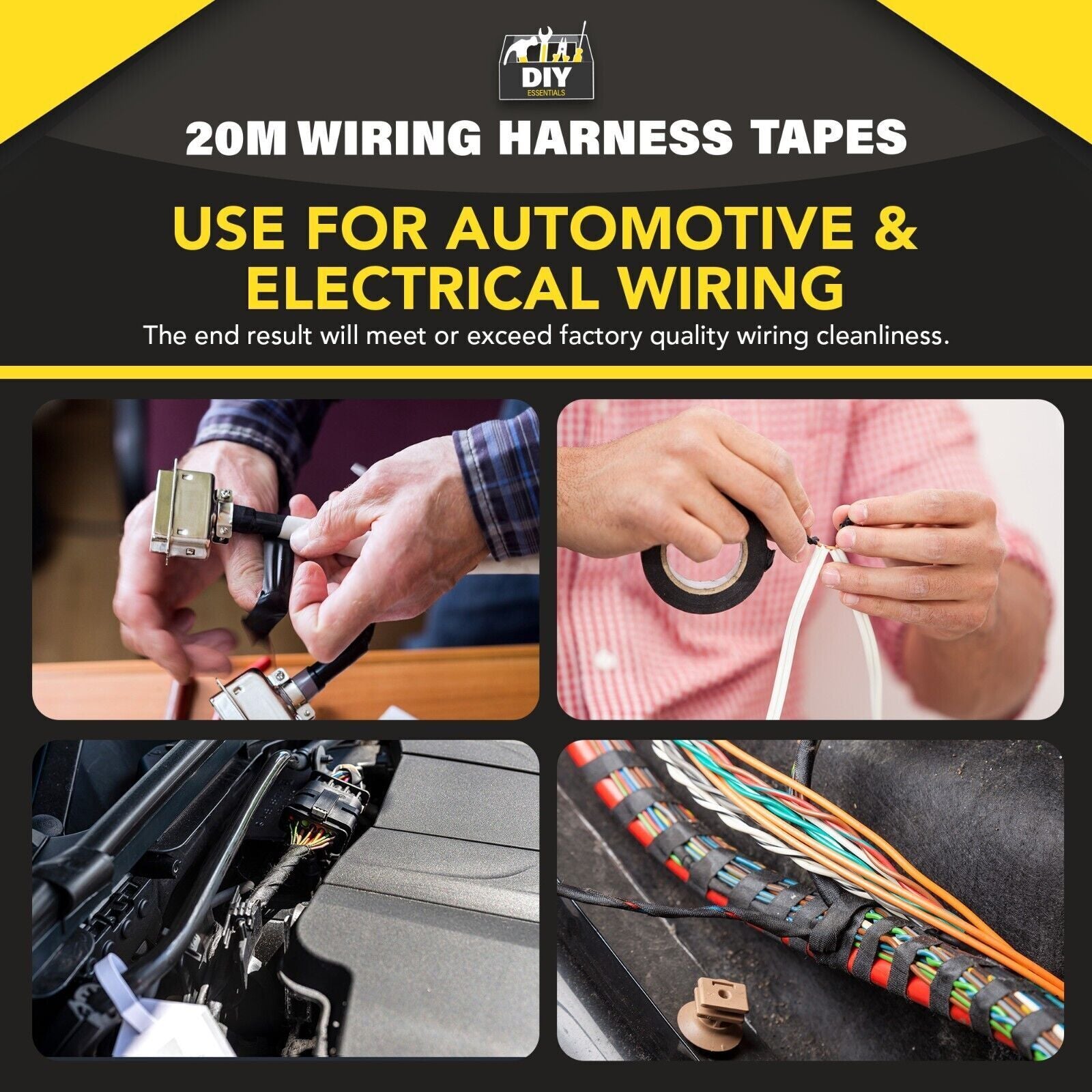 4PK X 20M Wiring Harness Tape 19Mm | Adhesive Fabric Loom Cloth Car Insulation