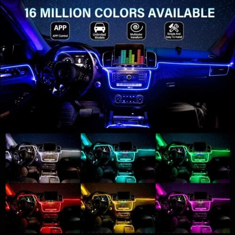 Neon LED Light Trim Glow Optic Fiber Strip Car Interior Ambient Lighting Kit APP