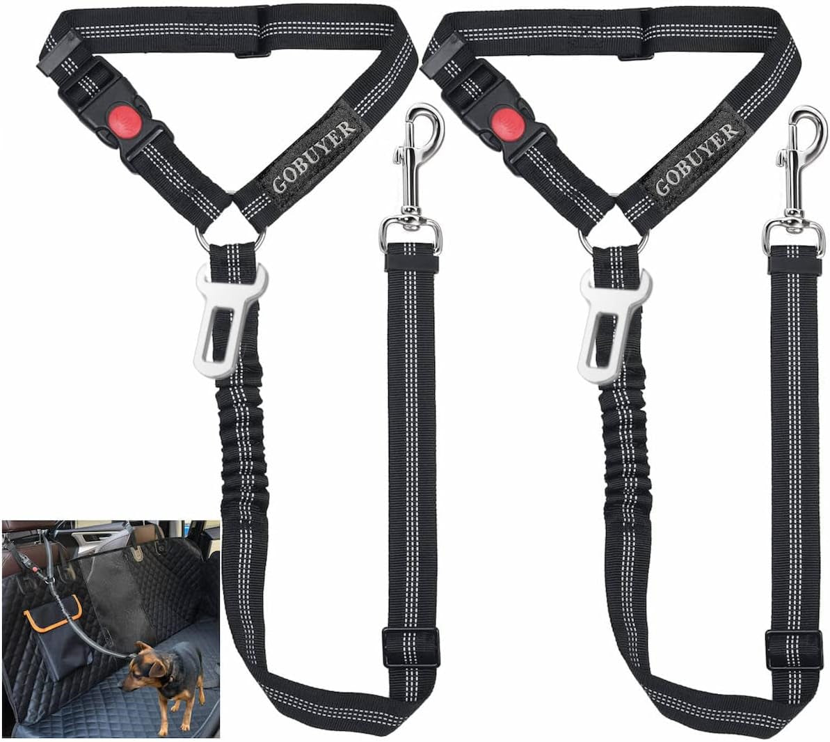 Gobuyer Dog Car Headrest Seat Belt 2 Pack for Pet Dogs Safety Harness Travel In