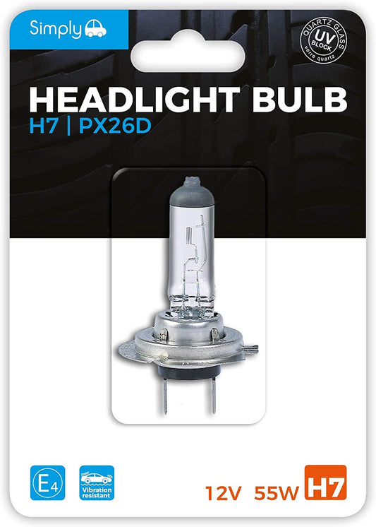 S499BL H7 Car Headlight Bulb - 12V, 55W, Complies with ECE R-37, UV Filter, Suitable for All Headlights, Maximum Visibility (BLISTER PACK)