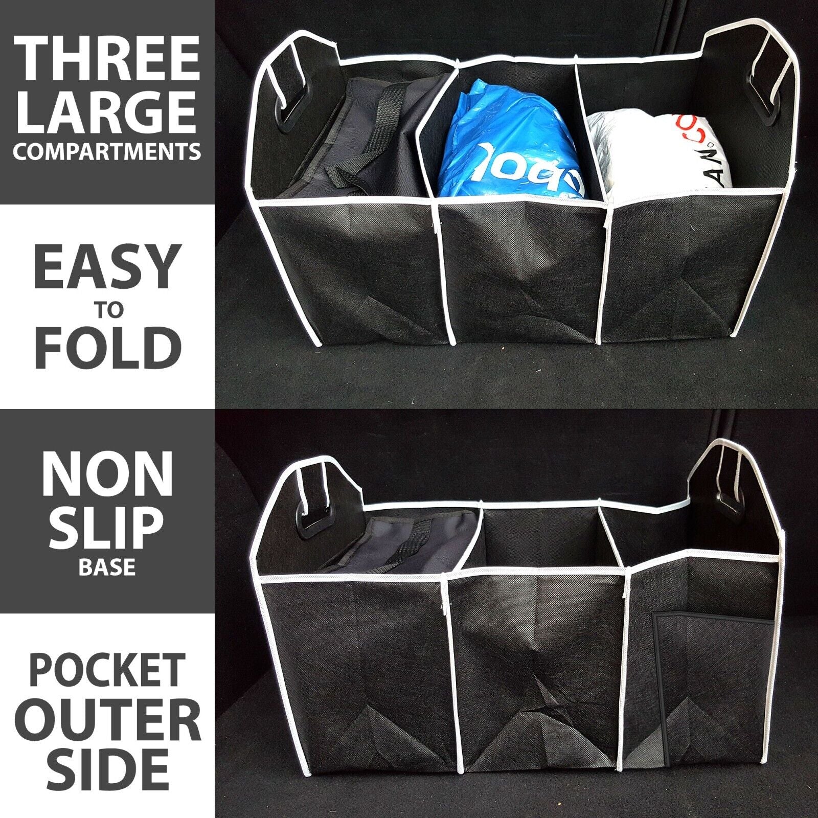 Car Boot Organiser, Shopping Tidy Heavy Duty Collapsible Foldable Storage Bag