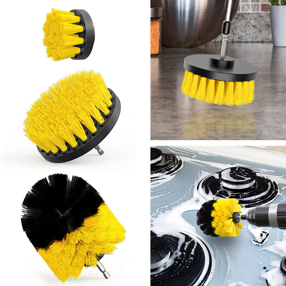 3X Drill Cleaning Brush Set Power Attachment Grout Tile Cleaner Scrub Home Car