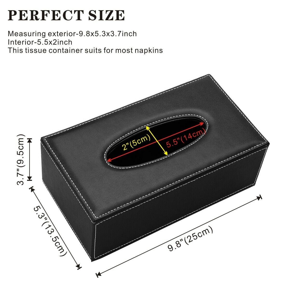 PU Leather Tissue Box Napkin Holder Pumping Paper Case for Home Office and Car