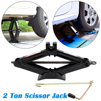 2T Tonne Scissor Jack Lift Wind up for Car Van Garage W/Crank Speed Handle