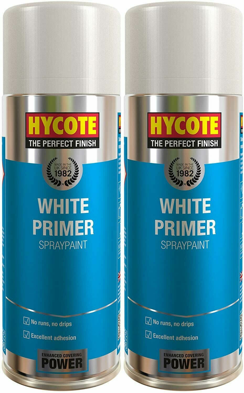 2 X HYCOTE WHITE PRIMER SPRAY PAINT AEROSOL CAR MULTI-PURPOSE PREPARATION 400ML