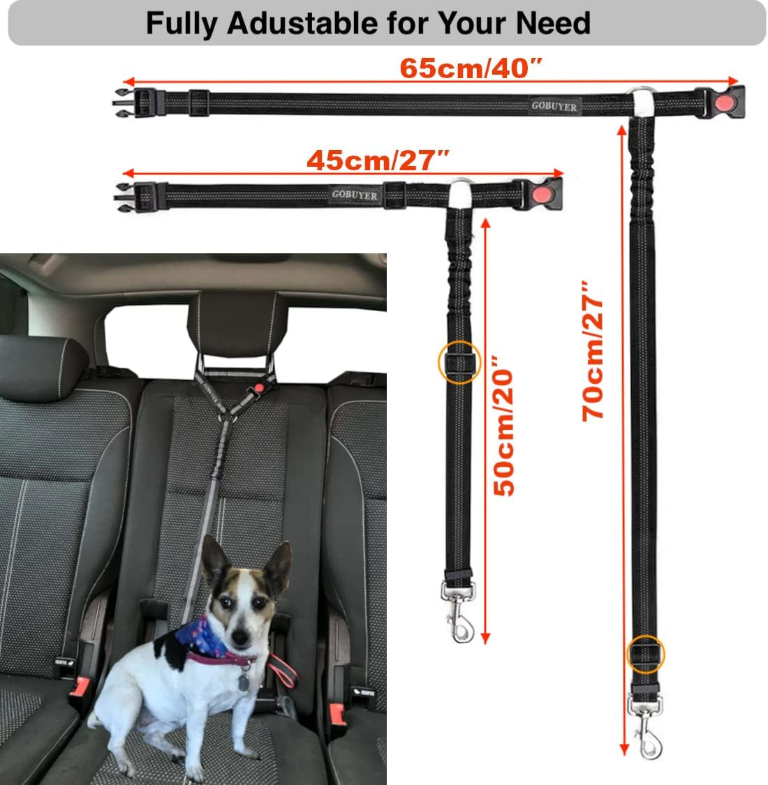 Gobuyer Dog Car Headrest Seat Belt 2 Pack for Pet Dogs Safety Harness Travel In