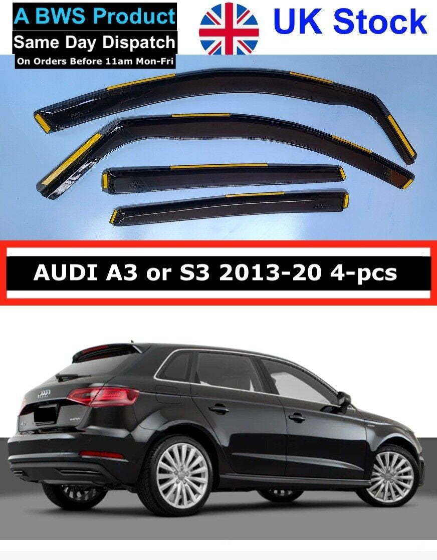 AUDI A3 or S3 5-Door Mk3 SPORTBACK 2013-Onwards 4-Pc Wind Deflectors