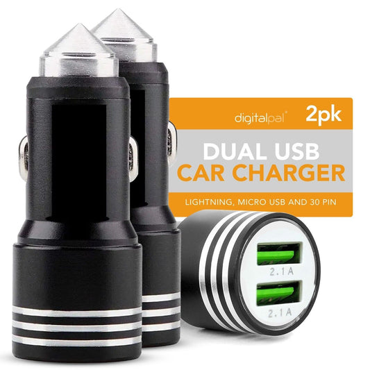 2Pk 12V Car Cigarette Lighter Socket Dual 2.1A USB 2 Port Charger Power Outlet