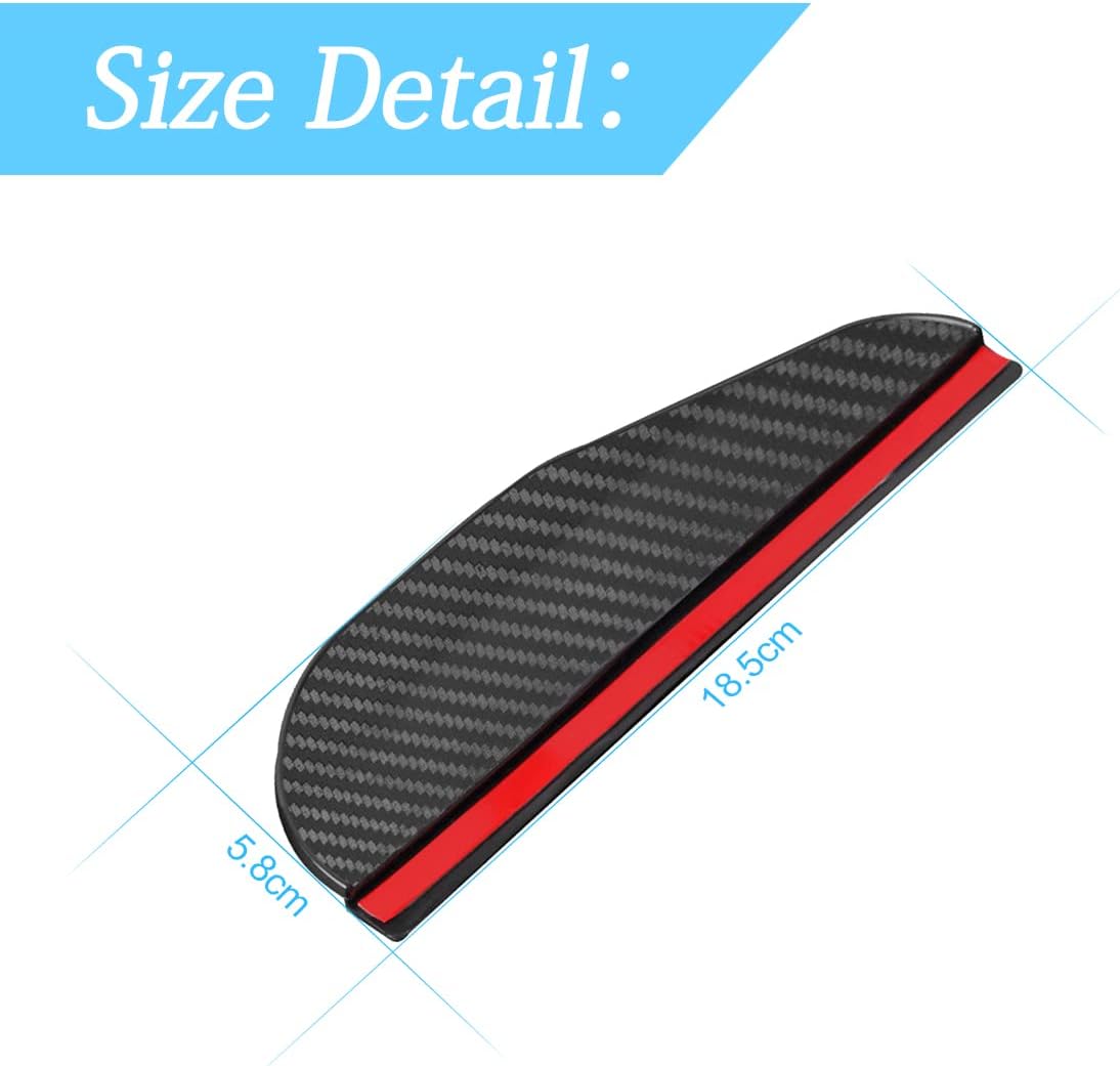 2-Piece Carbon Fiber Car Rear View Mirror Rain Visor Guard - Waterproof PVC Smoke Cover for Universal Compatibility