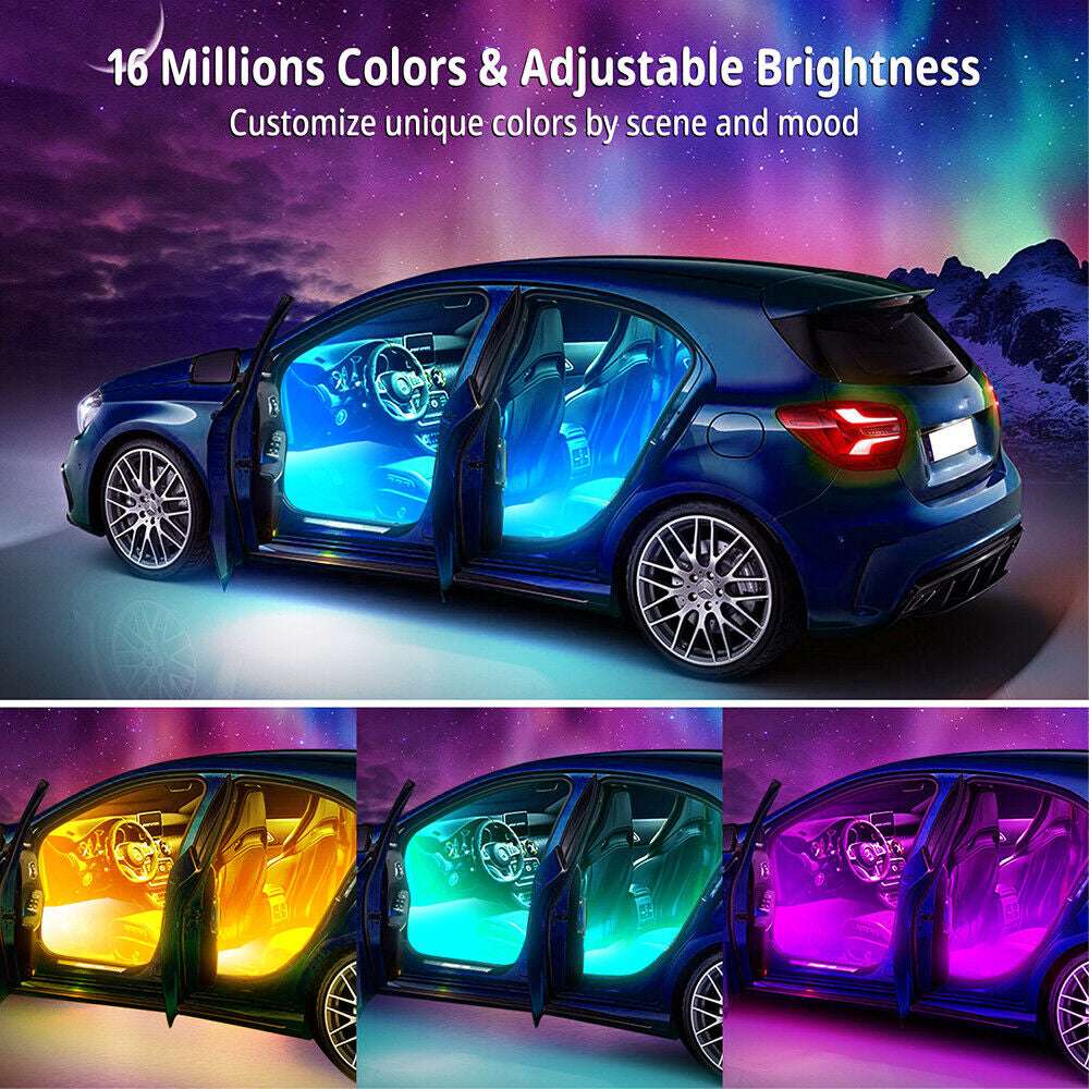 72LED Car Interior Footwell Strip Lights RGB Multicolour Atmosphere Ambient Lamp