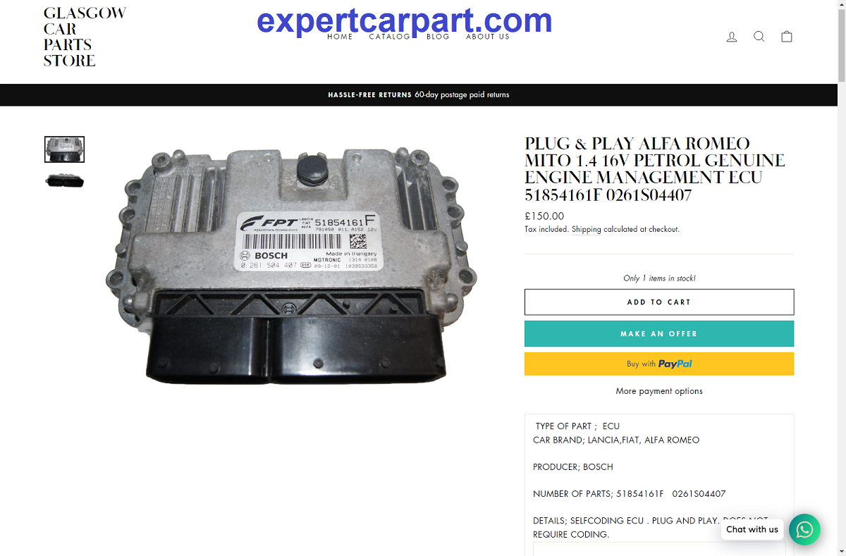 PLUG & PLAY ALFA ROMEO MITO 1.4 16V PETROL GENUINE ENGINE  ECU 5185416