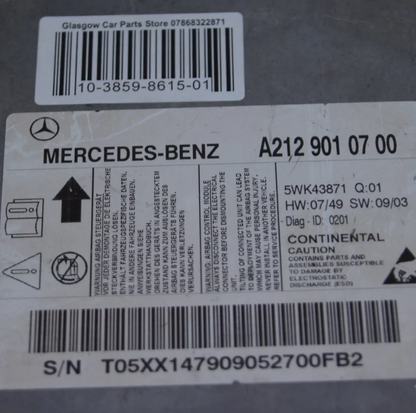 MERCEDES E-CLASS W212 E250 2.1 CDI AIRBAG MODULE SRS A2129010700