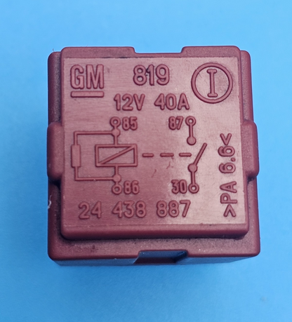 68-Vauxhall Opel (2005-2015) 4-Pin Red Relay GM 24438887 Multi-Use 819 12V 40A