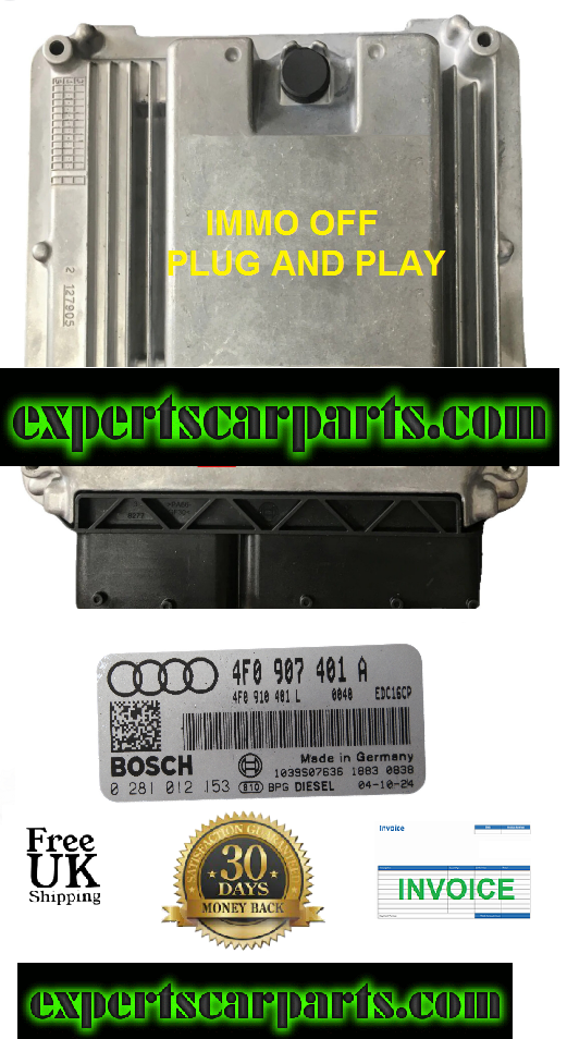 ECU AUDI A6 4F0907401A 0281012153. IMMO OFF PLUG AND PLAY.