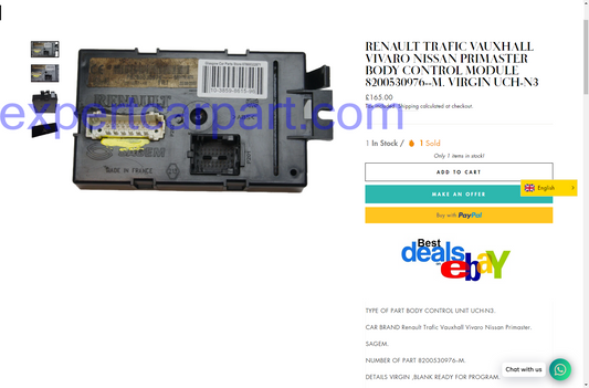  TRAFIC  VIVARO  PRIMASTER BODY CONTROL MODULE 8200530976--M. VIRGIN