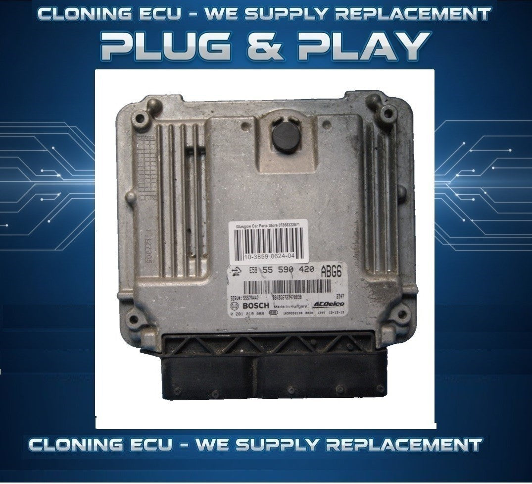 0281019088 VAUXHALL INSIGNIA 2.0 ECU 55590420 PLUG AND PLAY.CLONING BY POST.