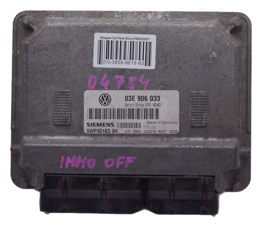 03E906033 VW ECU 03E 906 033 PLUG AND PLAY IMMO OFF - Glasgow Car Parts Store 