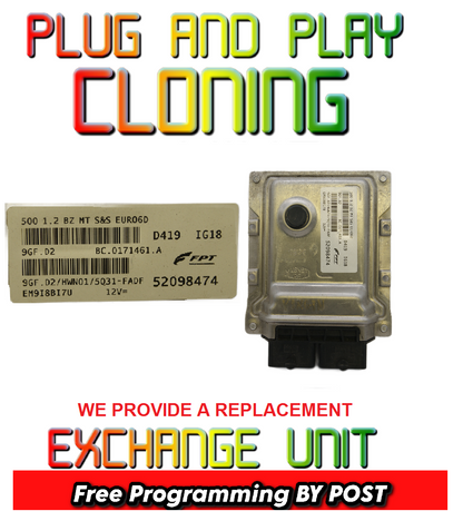 Fiat 500 1.2 Engine ECU 52098474 9GF.D2 HWN01 PLUG AND PLAY.CLONING