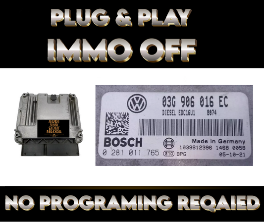SEAT LEON ENGINE ECU 03G906016EC IMMO OFF PLUG & PLAY 0281011765 - Glasgow Car Parts Store 