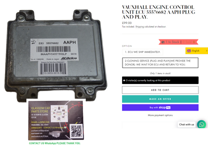 VAUXHALL ENGINE CONTROL UNIT ECU 55576682 AAPH PLUG AND PLAY.