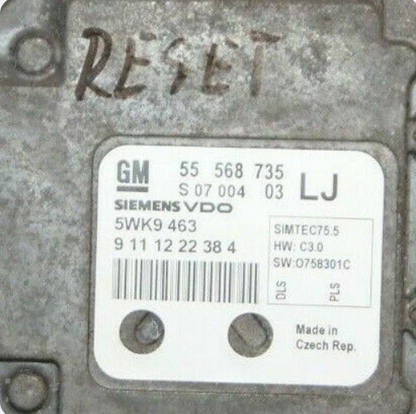 Vauxhall Opel Zafira 1.6 Z16XER ECU 55568735 / 5WK9463 / LJ .RESET