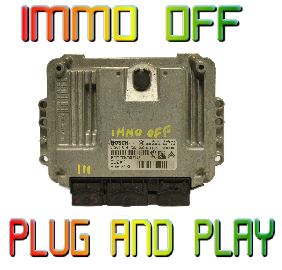 PEUGEOT / CITROEN ENGINE ECU 0281014729 9665674480 IMMO OFF PLUG & PLAY