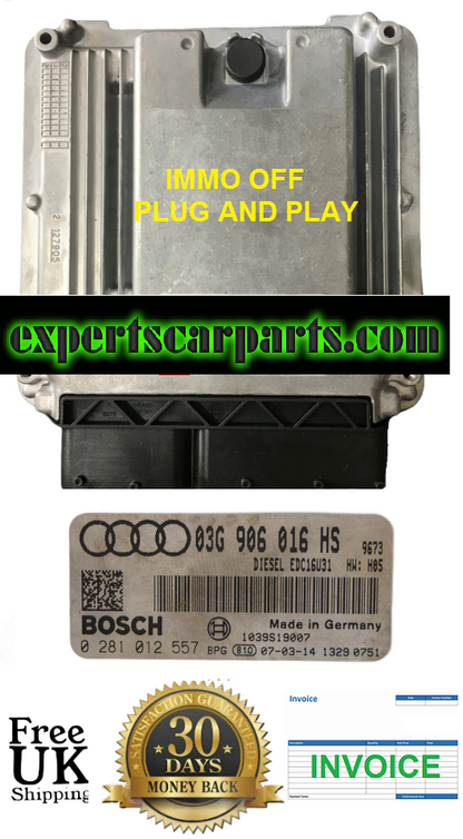 03G906016HS 0281012557 AUDI TDI ECU PLUG & PLAY IMMO OFF