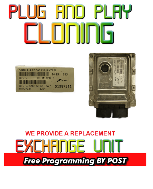 FIAT PUNTO ECU 1.4 51987311 PLUG AND PLAY.CLONING