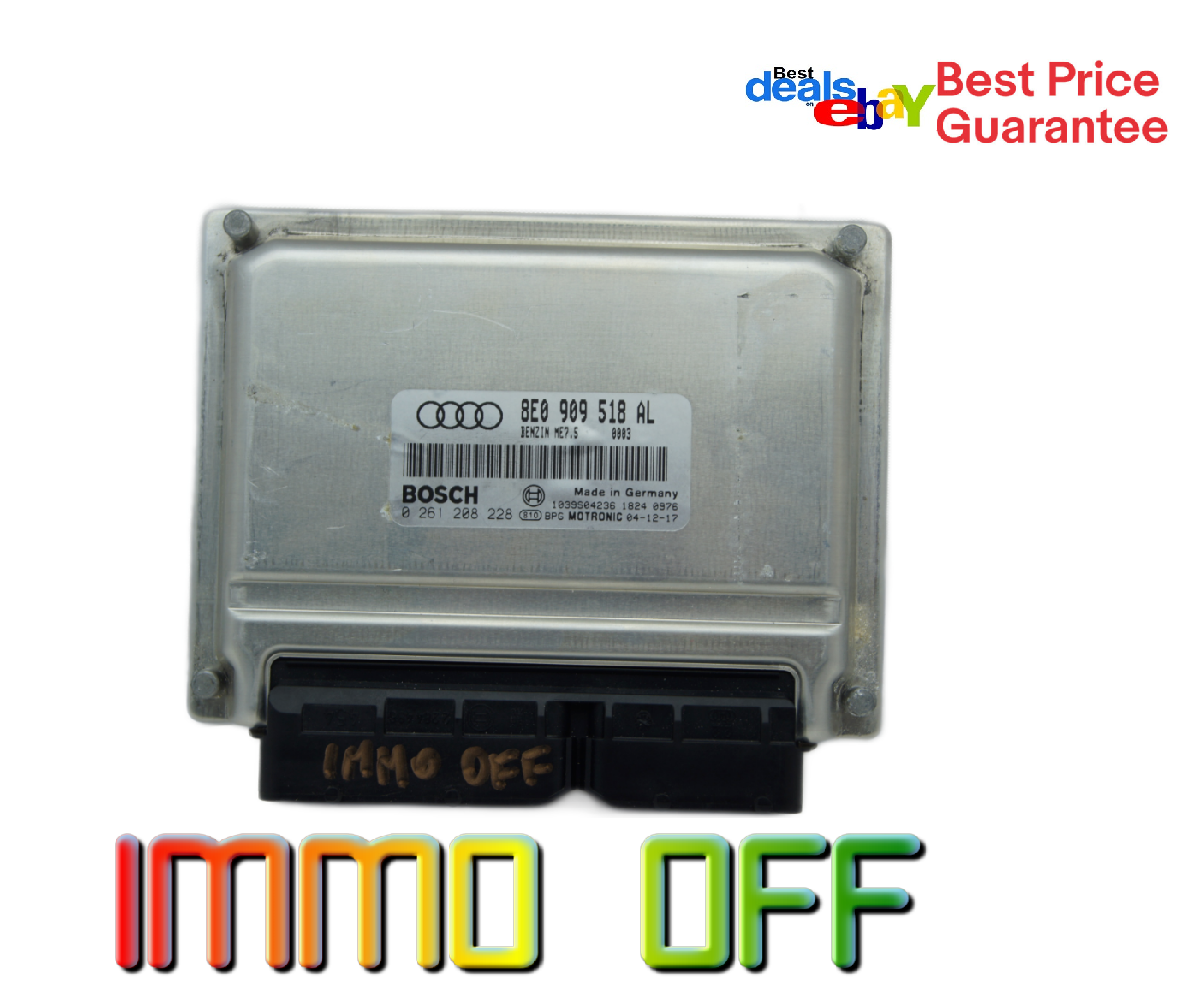 AUDI A4 1.8 TURBO ENGINE CONTROL UNIT 0261208228 8E0909518AL ECU IMMO OFF