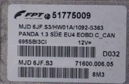 FIAT PUNTO 1.3JTD 51775009 MJD6JF.S3 / HW01A PLUG AND PLAY SELF-CODING.