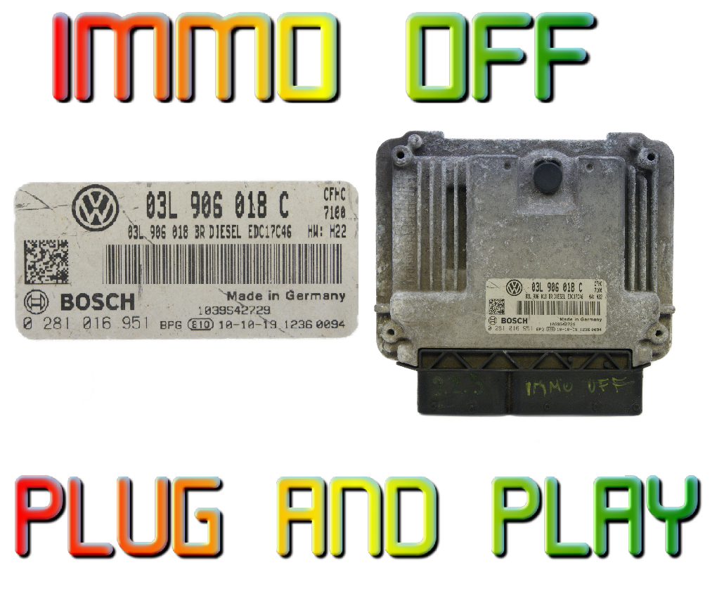 VW Audi Seat Skoda ECU Bosch 03L906018C 0281016951 Plug & Play. Immo off