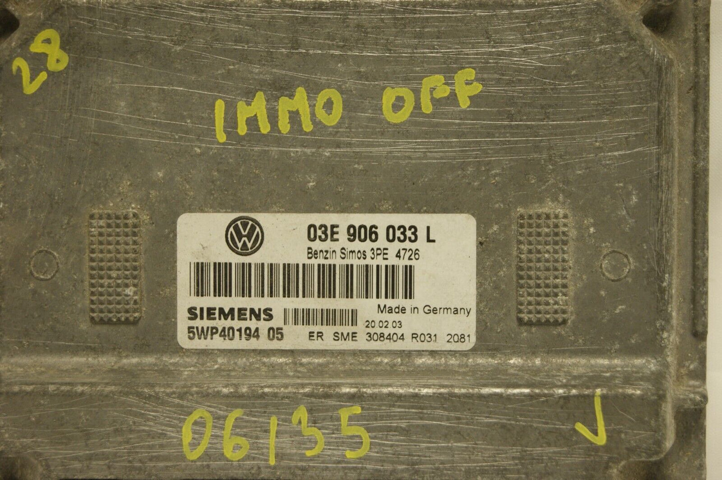 VW Polo Skoda 1.2 12v  ECU 03E906033L ,5WP40194 IMMO OFF PLUG AND PLAY