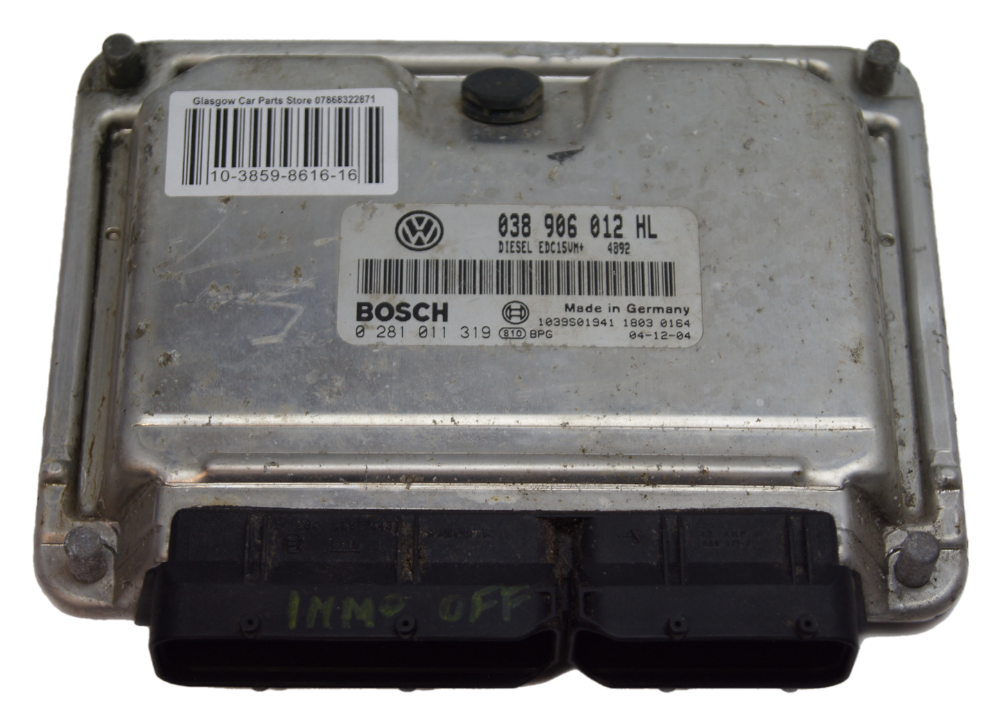 VW SEAT 1.9 ECU 038906012 HL 0281011319 IMMO OFF PLUG AND PLAY.