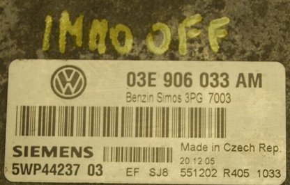 VW Audi Seat Skoda ECU 03E906033AM  5WP44237 03 Plug & Play IMMO OFF