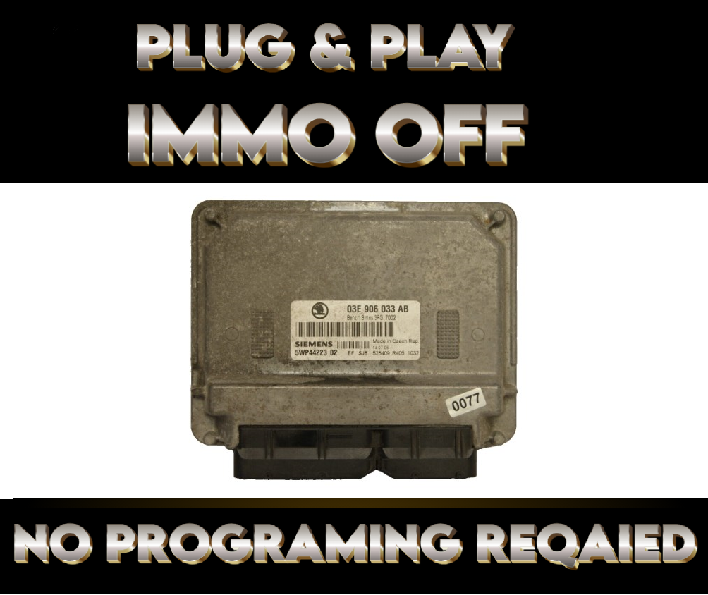 03E906033AB 3PG   ECU Audi VW Skoda Seat   IMMO OFF PLUG & PLAY.