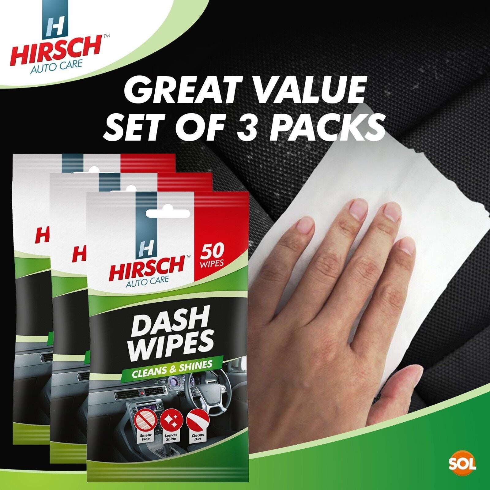 300Pk Car Dash Wipes New Scent Gloss Interior Dashboard Streak Free Cleaning