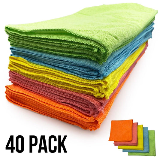 Microfibre Cloths 40X40 Cleaning Drying 40 Pcs Kitchen Window Car Cleaning Large